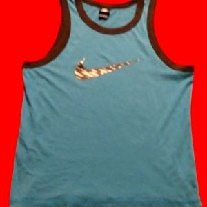 NIKE Cool Awesome Blue men's muscle shirt, Logo in black&white stripe. Large.